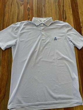 Holderness & Bourne Tailored Fit Striped Performance Golf Polo Size L